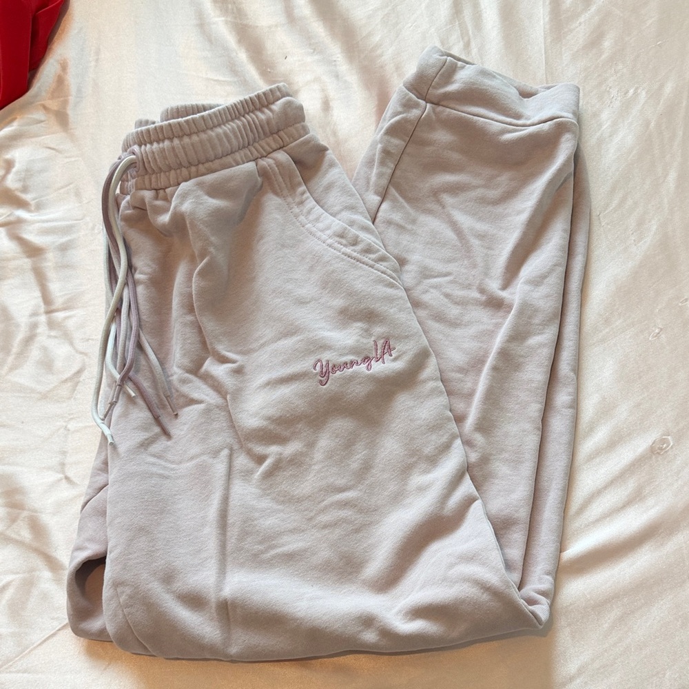 YoungLA Lilac Pullover Joggers with Embroidered Logo